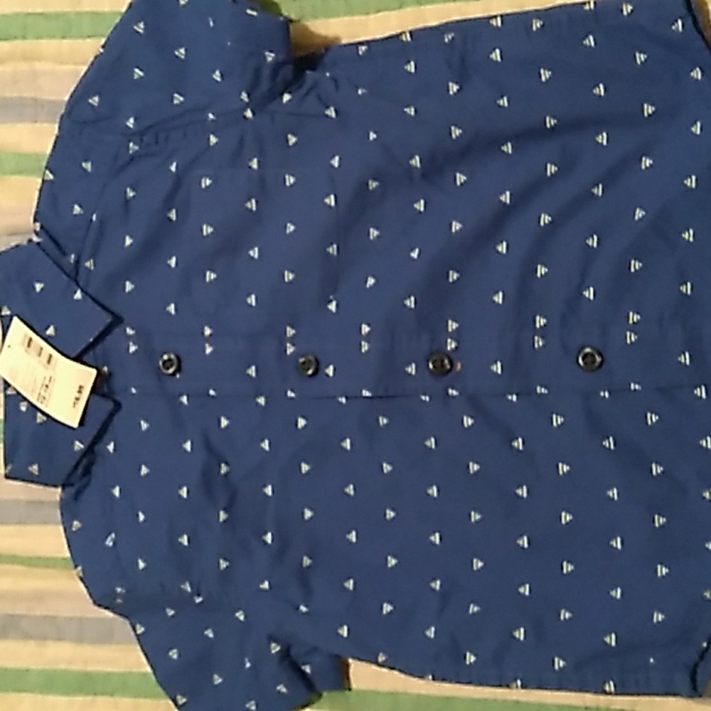 Renew Blue button up with triangle pattern